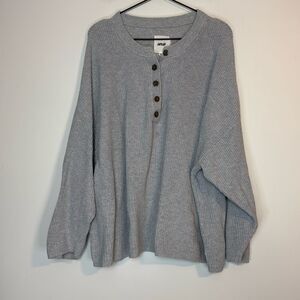 Aerie Gray Knit Henley Sweater XXL